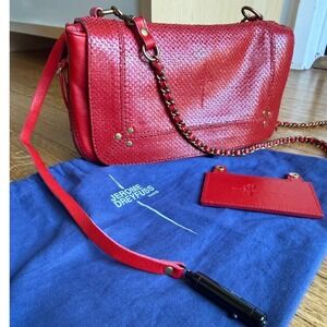 Jerome Dreyfuss Red Python Embossed Leather Shoulder bobi Bag Chain Strap S